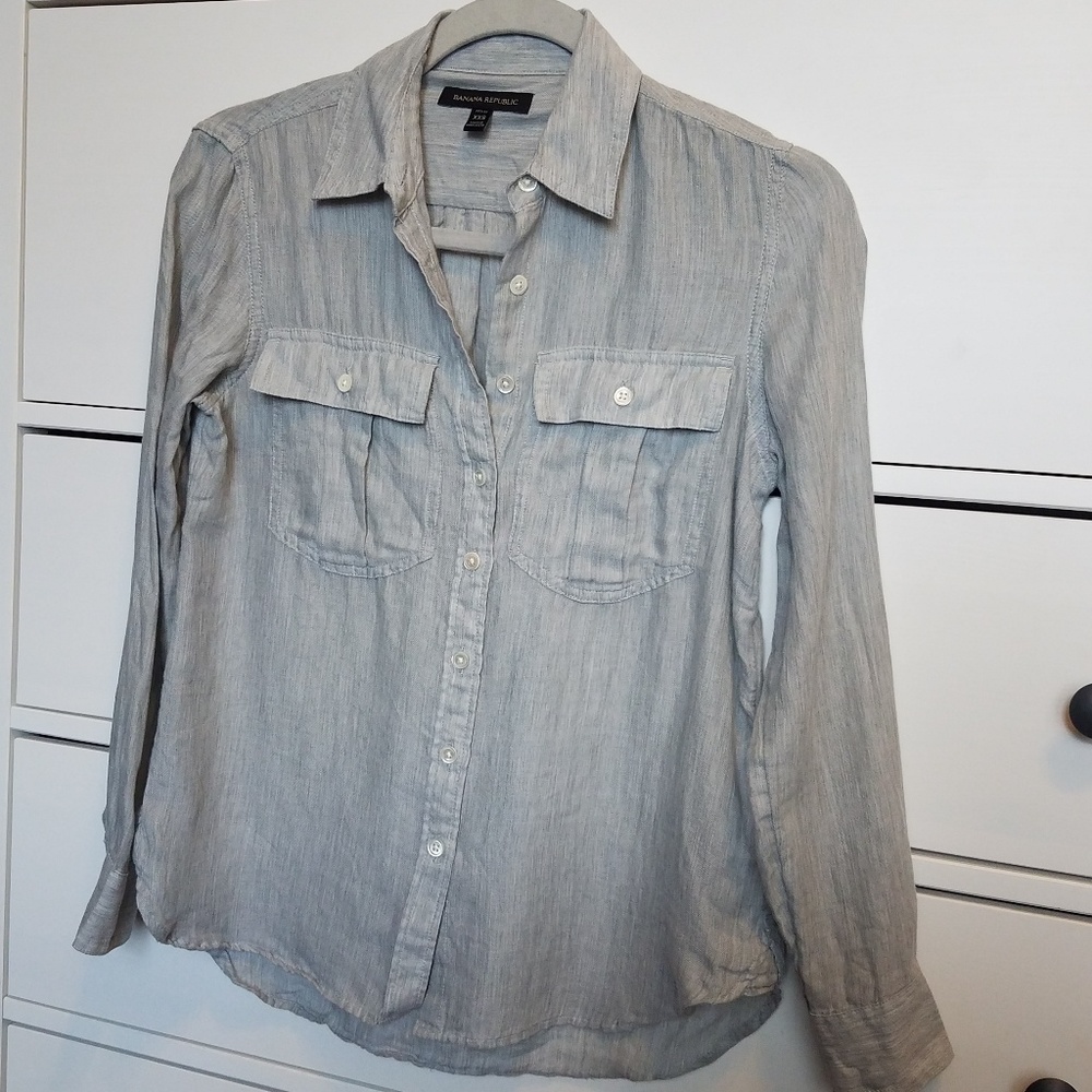 Banana Republic Gray Soft Light Flannel Shirt
